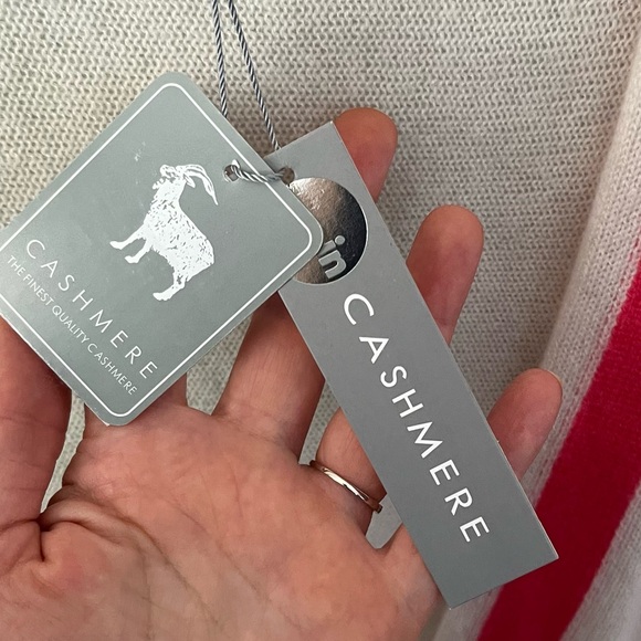 InCashmere 100% Cashmere Sleeveless Vest Cream/Melon/Fuchsia Size L/XL NWT - Picture 7 of 8